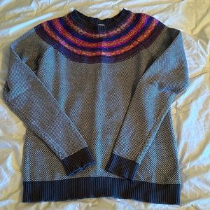 Gray sweater with pink neck detail